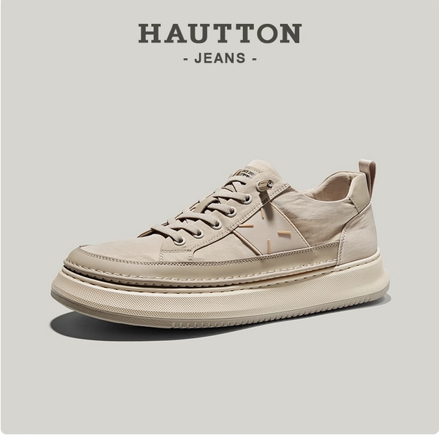 HauttonJeans帆布鞋男款2025夏季一脚蹬男鞋板鞋轻便透气休闲布鞋