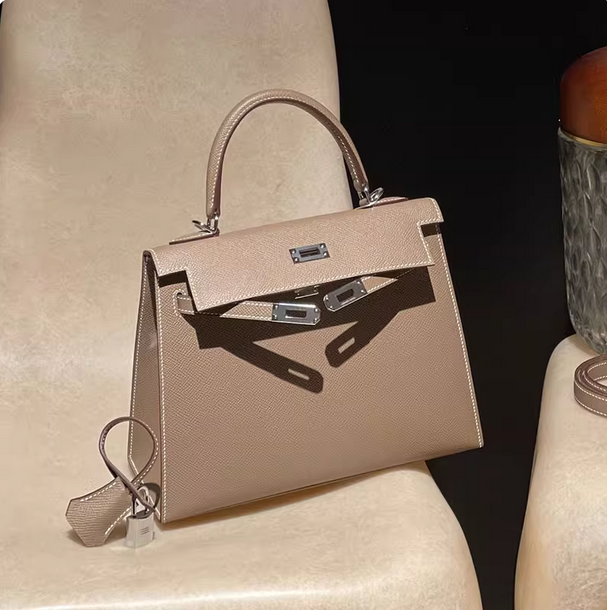 凯莉包25手缝定制掌纹Epsom皮/togo皮荔枝纹手拎单肩斜挎真皮女包